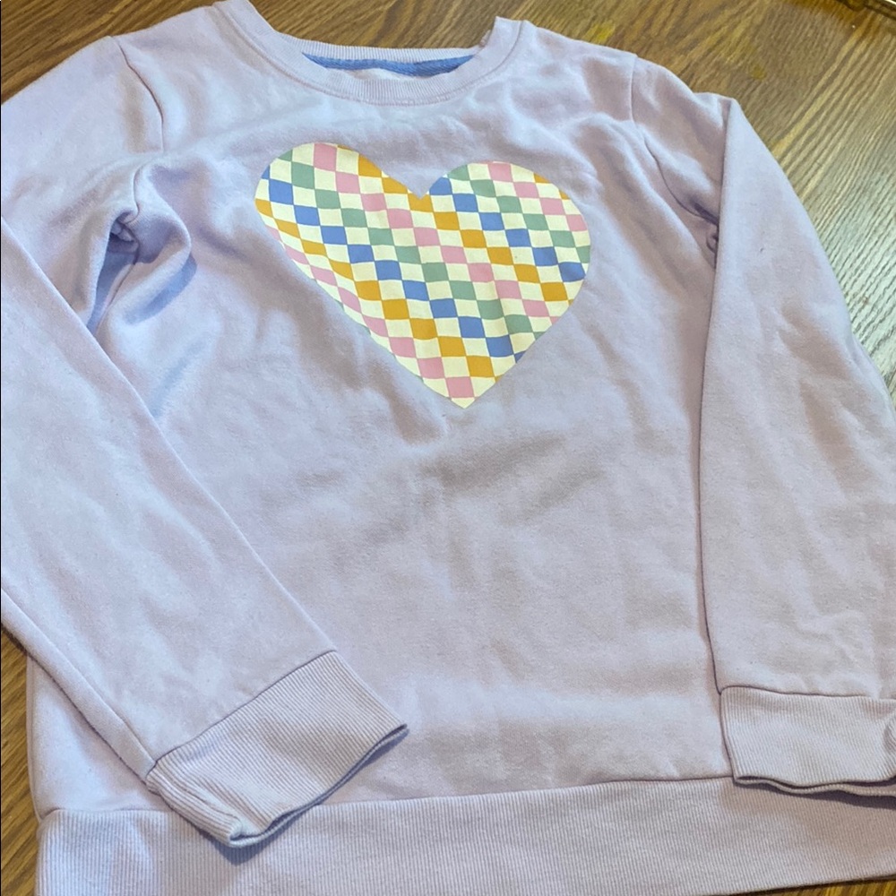 Kids Pastel Checkered Heart Sweatshirt
